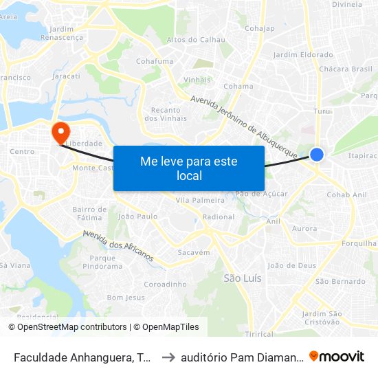 Faculdade Anhanguera, Turu to auditório Pam Diamante map