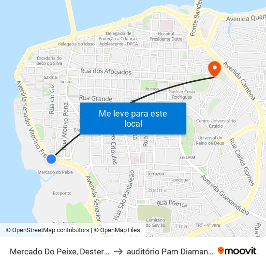 Mercado Do Peixe, Desterro to auditório Pam Diamante map