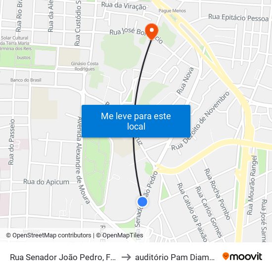 Rua Senador João Pedro, Fabril to auditório Pam Diamante map