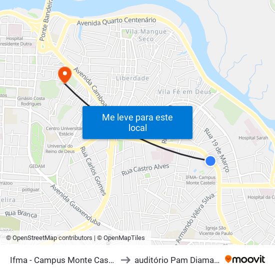 Ifma - Campus Monte Castelo to auditório Pam Diamante map