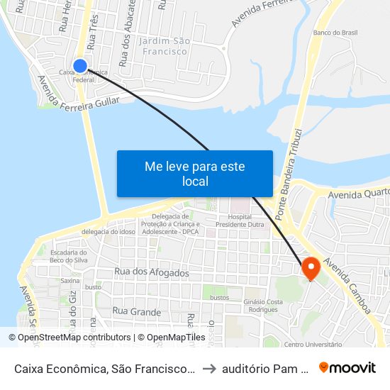 Caixa Econômica, São Francisco (Sentido Bairro) to auditório Pam Diamante map