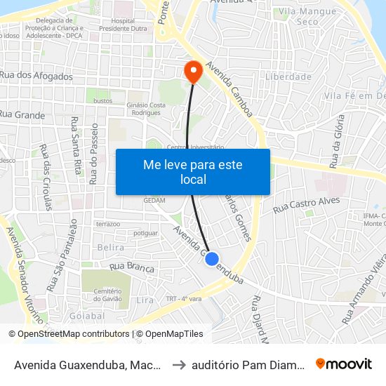 Avenida Guaxenduba, Macaúba to auditório Pam Diamante map