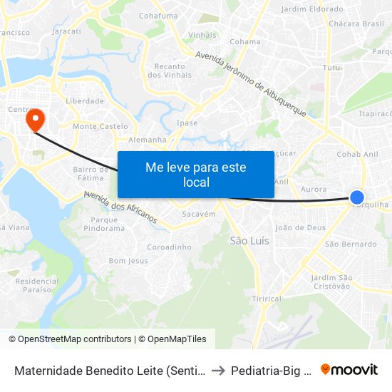 Maternidade Benedito Leite (Sentido Cohab) to Pediatria-Big help 1 map