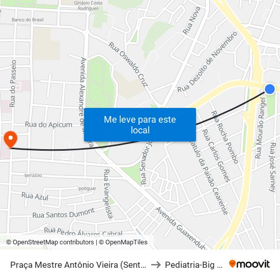 Praça Mestre Antônio Vieira (Sentido Bairro) to Pediatria-Big help 1 map