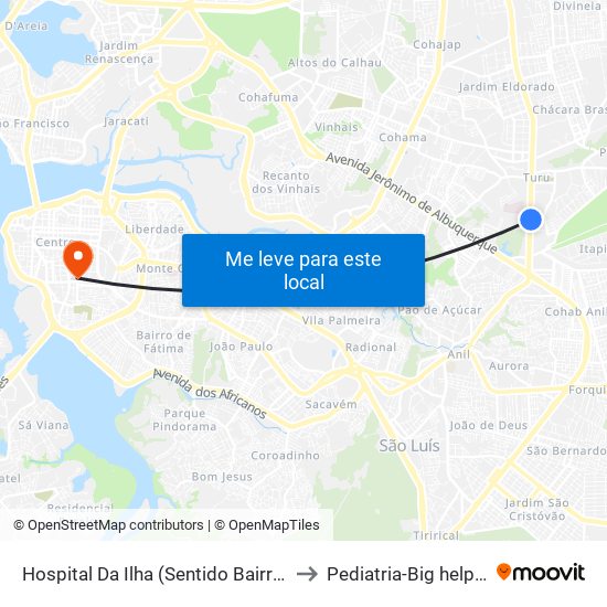 Hospital Da Ilha (Sentido Bairro) to Pediatria-Big help 1 map