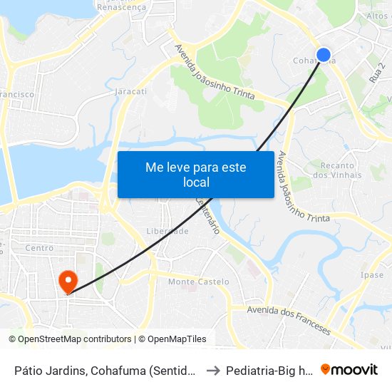 Pátio Jardins, Cohafuma (Sentido Bairro) to Pediatria-Big help 1 map