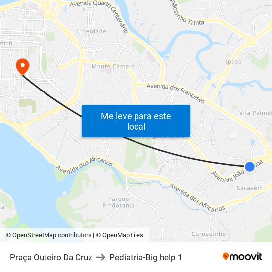 Praça Outeiro Da Cruz to Pediatria-Big help 1 map
