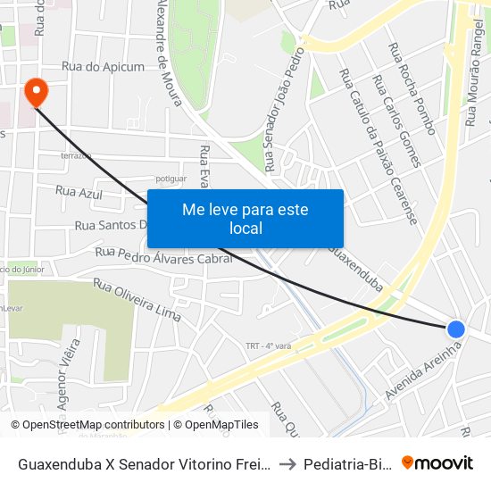 Guaxenduba X Senador Vitorino Freire (Sentido Bairro) to Pediatria-Big help 1 map