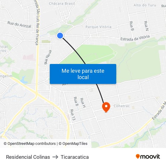 Residencial Colinas to Ticaracatica map