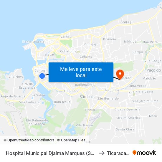 Hospital Municipal Djalma Marques (Socorrão I) to Ticaracatica map