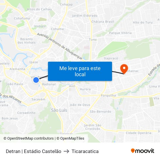 Detran | Estádio Castelão to Ticaracatica map