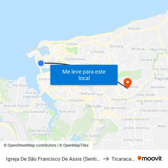Igreja De São Francisco De Assis (Sentido Bairro) to Ticaracatica map