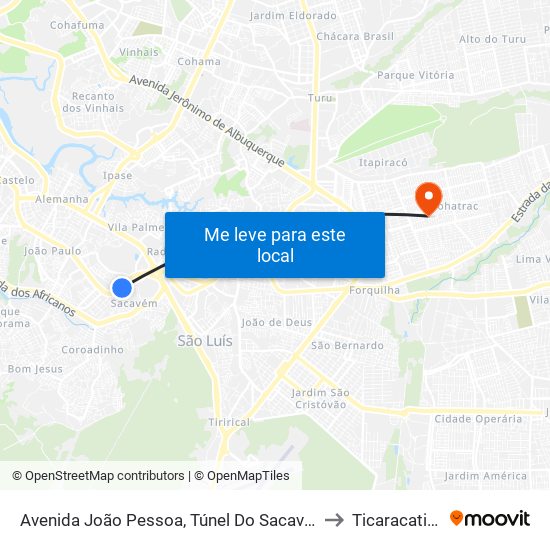 Avenida João Pessoa, Túnel Do Sacavém to Ticaracatica map