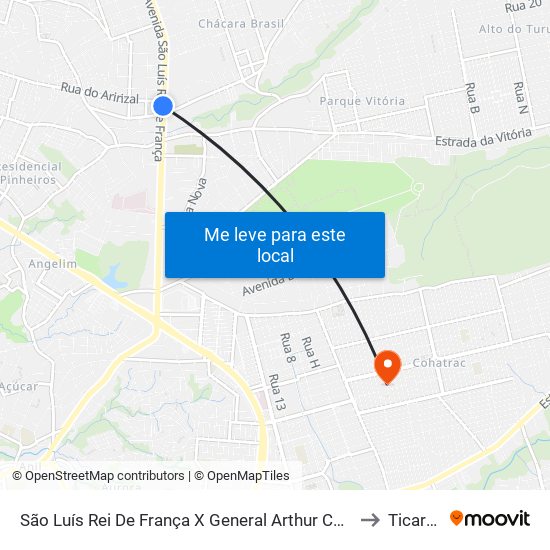 São Luís Rei De França X General Arthur Carvalho X Aririzal (Sentido Centro) to Ticaracatica map