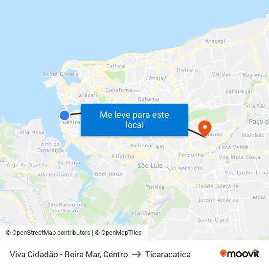 Viva Cidadão - Beira Mar, Centro to Ticaracatica map
