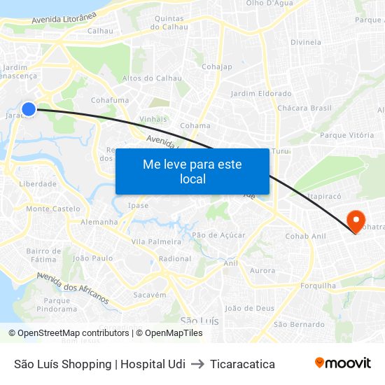 São Luís Shopping | Hospital Udi to Ticaracatica map