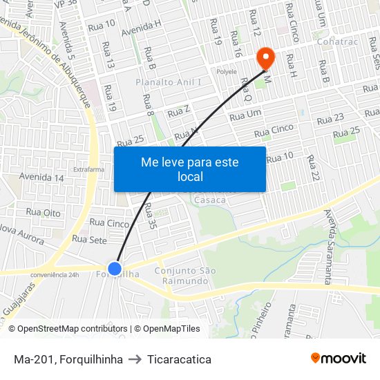 Ma-201, Forquilhinha to Ticaracatica map