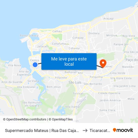 Supermercado Mateus | Rua Das Cajazeiras to Ticaracatica map