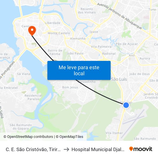 C. E. São Cristóvão, Tirirical (Sentido Aeroporto) to Hospital Municipal Djalma Marques - Socorrão I map