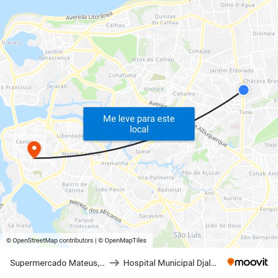 Supermercado Mateus, Turu (Sentido Centro) to Hospital Municipal Djalma Marques - Socorrão I map