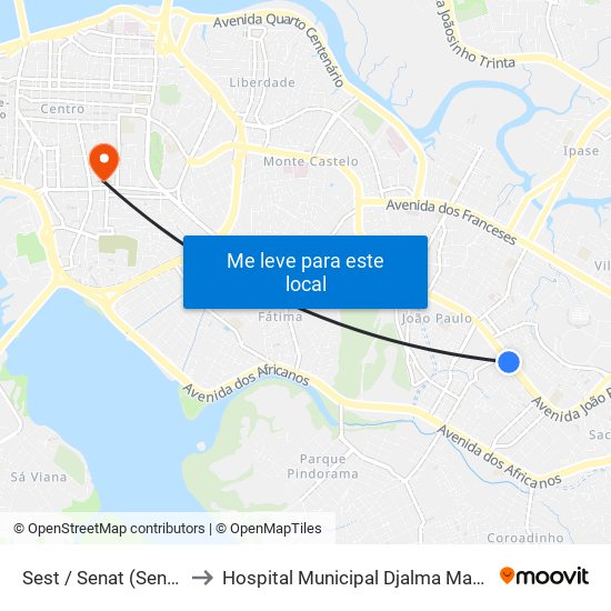 Sest / Senat (Sentido Bairro) to Hospital Municipal Djalma Marques - Socorrão I map