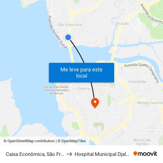 Caixa Econômica, São Francisco (Sentido Centro) to Hospital Municipal Djalma Marques - Socorrão I map