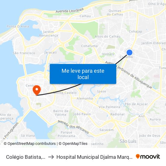 Colégio Batista, Cohama to Hospital Municipal Djalma Marques - Socorrão I map