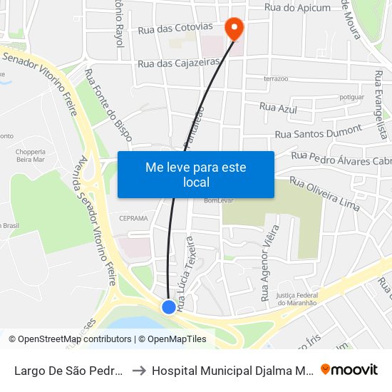 Largo De São Pedro, Madre Deus to Hospital Municipal Djalma Marques - Socorrão I map