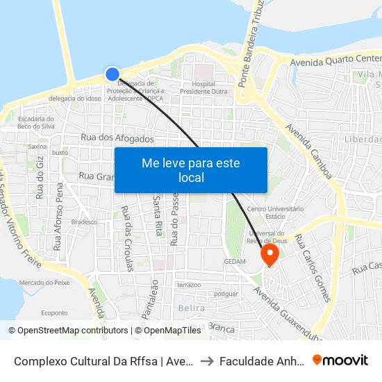 Complexo Cultural Da Rffsa | Avenida Beira Mar to Faculdade Anhanguera map