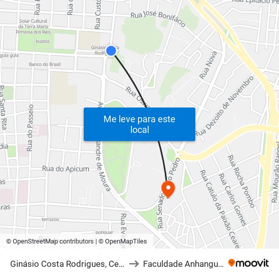 Ginásio Costa Rodrigues, Centro to Faculdade Anhanguera map