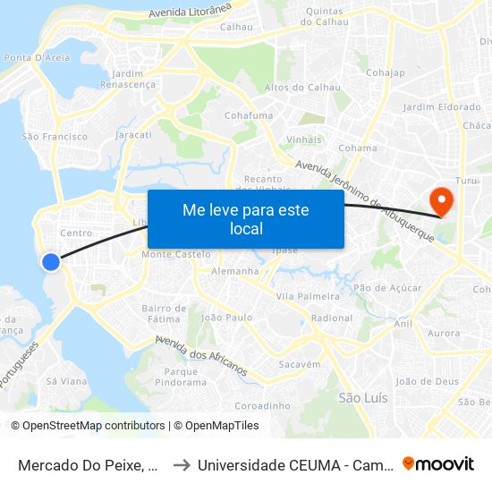 Mercado Do Peixe, Desterro to Universidade  CEUMA - Campus TURU map
