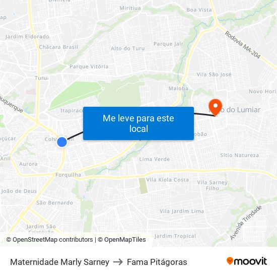 Maternidade Marly Sarney to Fama Pitágoras map