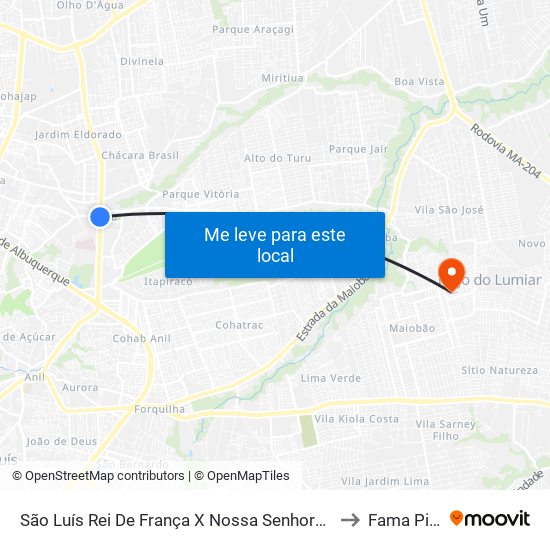 São Luís Rei De França X Nossa Senhora Da Vitória (Sentido Centro) to Fama Pitágoras map