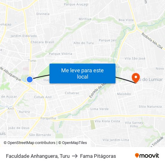 Faculdade Anhanguera, Turu to Fama Pitágoras map