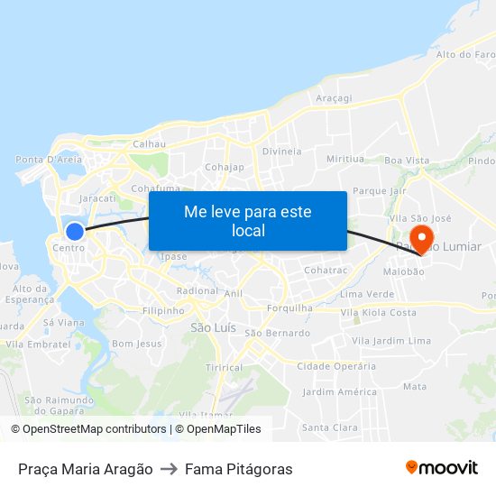 Praça Maria Aragão to Fama Pitágoras map