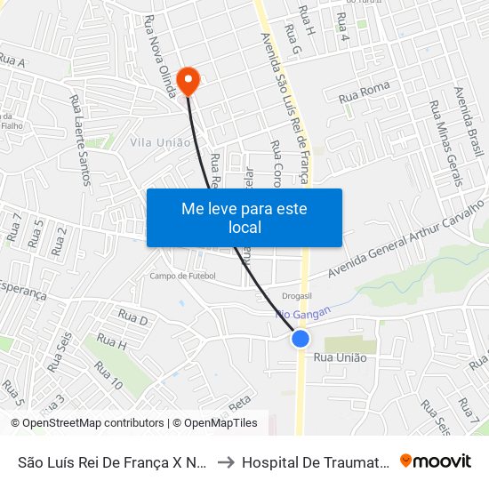 São Luís Rei De França X Nossa Senhora Da Vitória (Sentido Centro) to Hospital De Traumatologia E Ortopedia Do Maranhão map