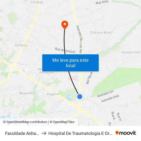 Faculdade Anhanguera, Turu to Hospital De Traumatologia E Ortopedia Do Maranhão map