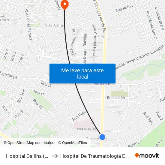 Hospital Da Ilha (Sentido Bairro) to Hospital De Traumatologia E Ortopedia Do Maranhão map