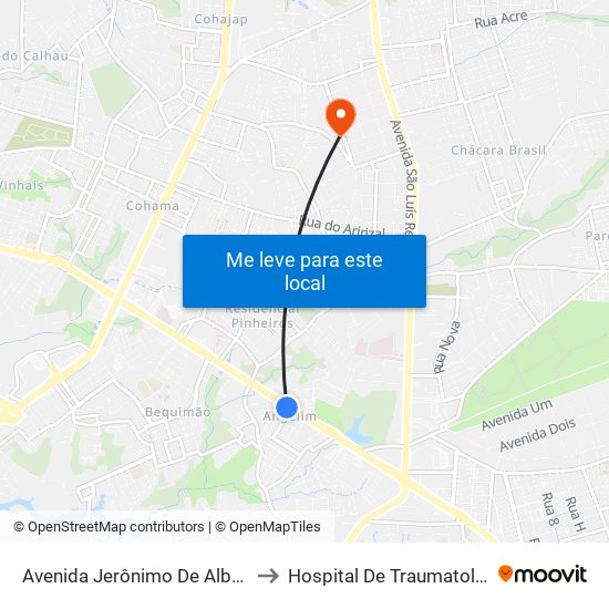 Avenida Jerônimo De Albuquerque, Angelim (Sentido Bairro) to Hospital De Traumatologia E Ortopedia Do Maranhão map