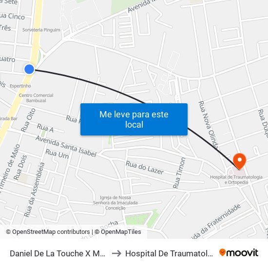 Daniel De La Touche X Mário Andreazza (Sentido Cohama) to Hospital De Traumatologia E Ortopedia Do Maranhão map