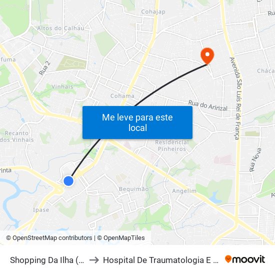 Shopping Da Ilha (Sentido Centro) to Hospital De Traumatologia E Ortopedia Do Maranhão map