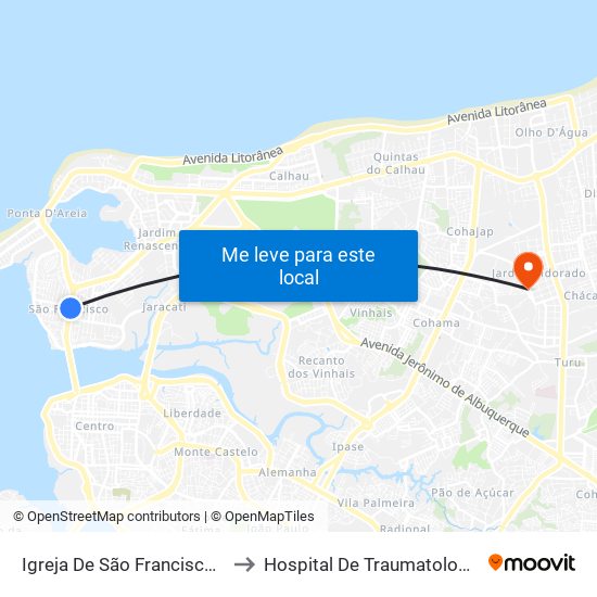 Igreja De São Francisco De Assis (Sentido Centro) to Hospital De Traumatologia E Ortopedia Do Maranhão map