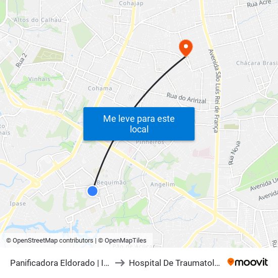 Panificadora Eldorado | Ipem Bequimão (Sentido Centro) to Hospital De Traumatologia E Ortopedia Do Maranhão map