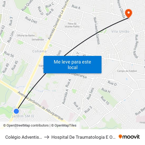 Colégio Adventista, Bequimão to Hospital De Traumatologia E Ortopedia Do Maranhão map
