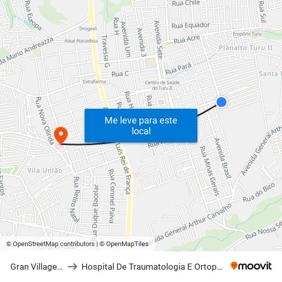 Gran Village Turu VI to Hospital De Traumatologia E Ortopedia Do Maranhão map