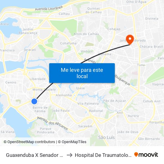 Guaxenduba X Senador Vitorino Freire (Sentido Bairro) to Hospital De Traumatologia E Ortopedia Do Maranhão map