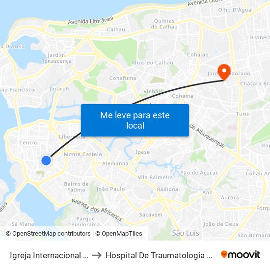 Igreja Internacional Da Graça De Deus to Hospital De Traumatologia E Ortopedia Do Maranhão map