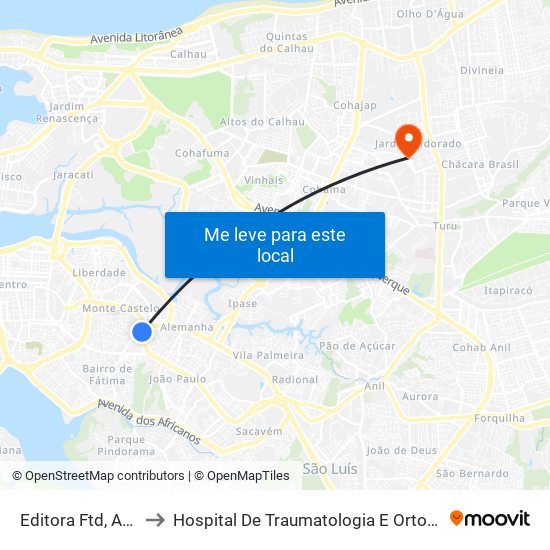 Editora Ftd, Apeadouro to Hospital De Traumatologia E Ortopedia Do Maranhão map