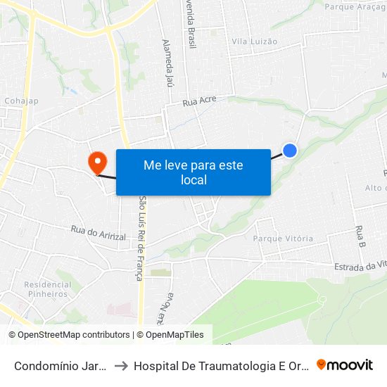 Condomínio Jardins Do Turu to Hospital De Traumatologia E Ortopedia Do Maranhão map