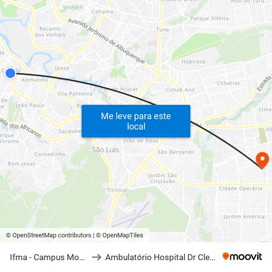 Ifma - Campus Monte Castelo to Ambulatório Hospital Dr Clementino Moura map